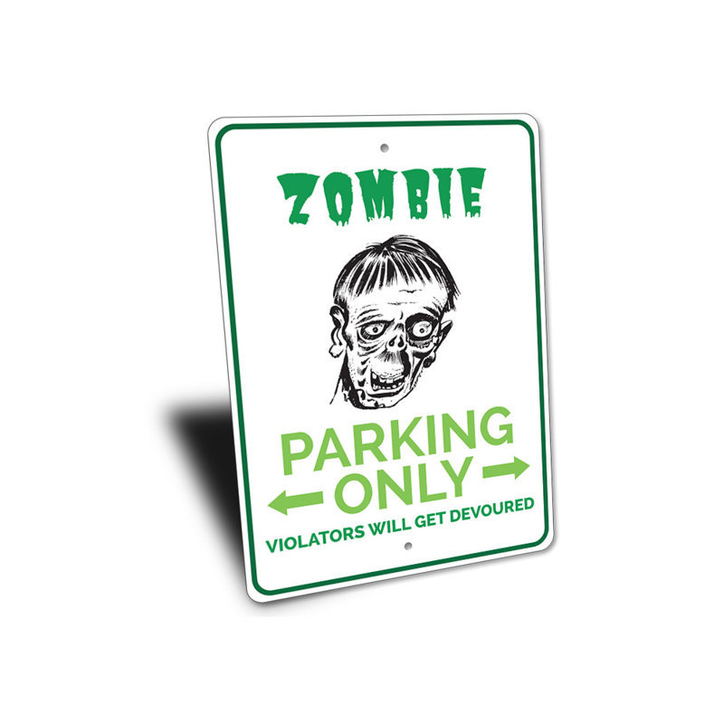 Enseigne en aluminium Zombie, H 14 po x l 10 po x P 0,04 po