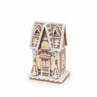 Lighted Clay Dough Gingerbread House 10"H