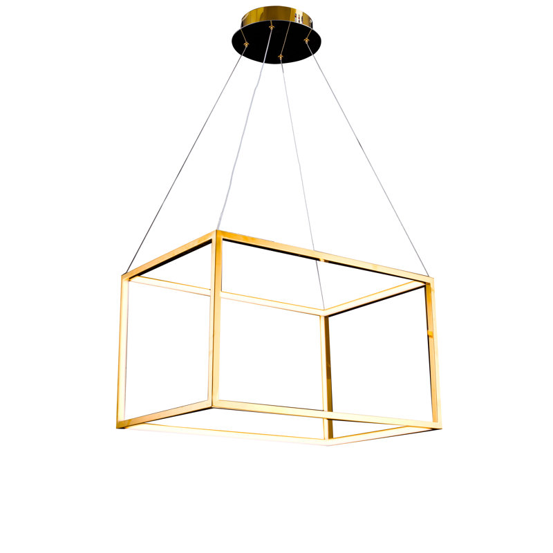 Modern 12 Light LED Rectangle Pendant, 13.7" H x 23.6" W x 15.7" D