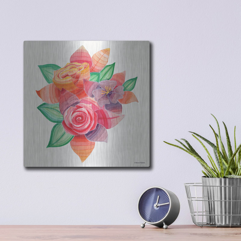 «Stiped Vibrant Florals» par Rachel Nieman, H 12 po x l 12 po