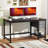 Computer Desk With 2 Drawers, 48X24 Inch Office Desks With Shelf, Gaming Work Study Vanity Table With Storage 2-Tier Drawer For Living Room Bedroom Small Spaces,Dark