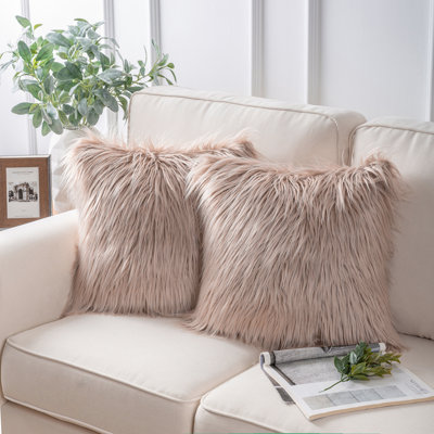 Chrismas Long Faux Fur Collection Faux Fur Reversible Throw Pillow