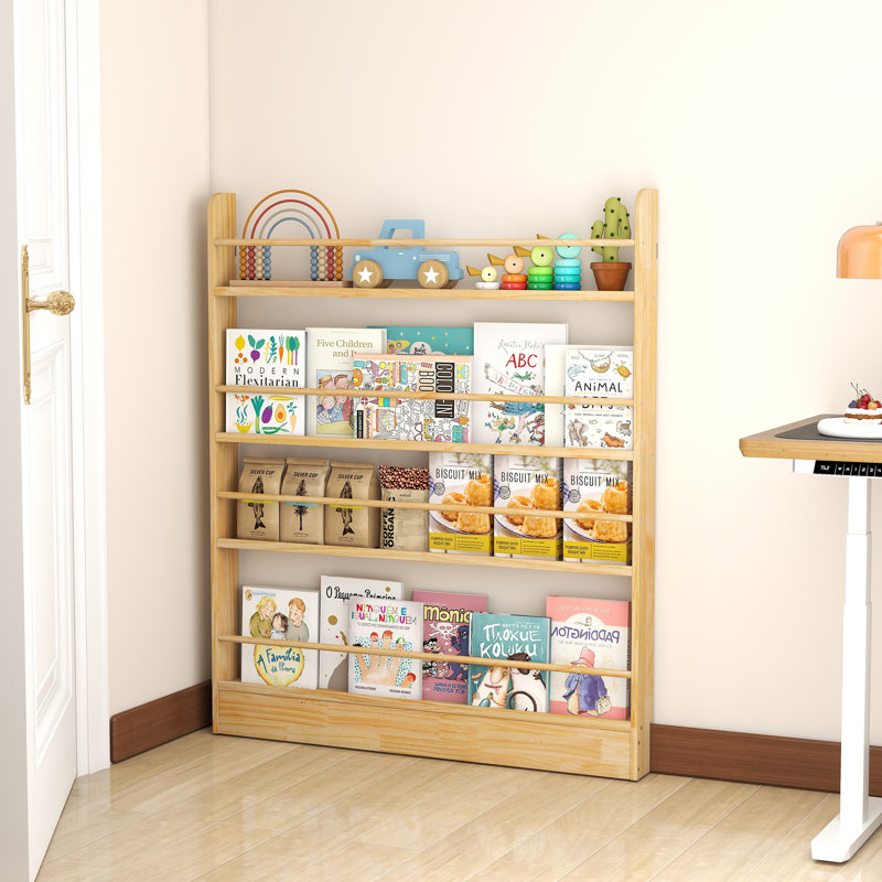 Bibliothèque 4 tiroirs Narraw Derrière la porte, (4 tablettes) H 47 po x l 39 po x P 4 po, Natural Wood
