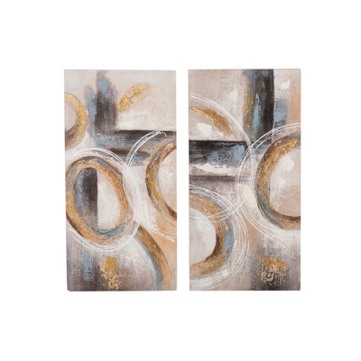 Abstract Set 2 Canvas 40% Hand Painted 40X3X80 Cm - 2 Piece Wrapped Canvas Print Set