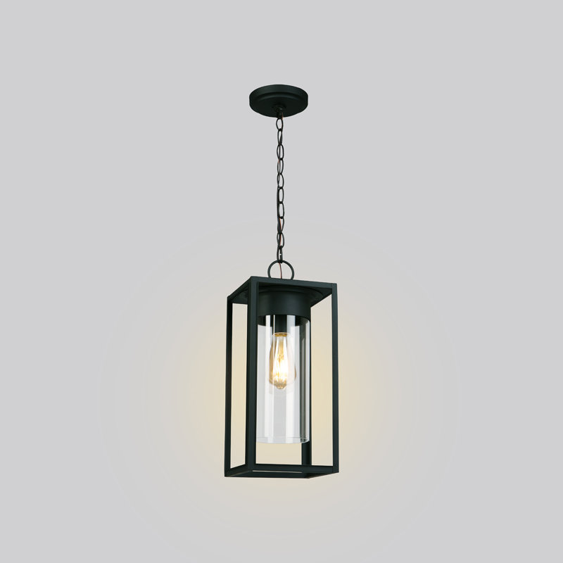 Lanterne suspendue d'extérieur 1 lumière H 17,6 po Adelina, Noir mat