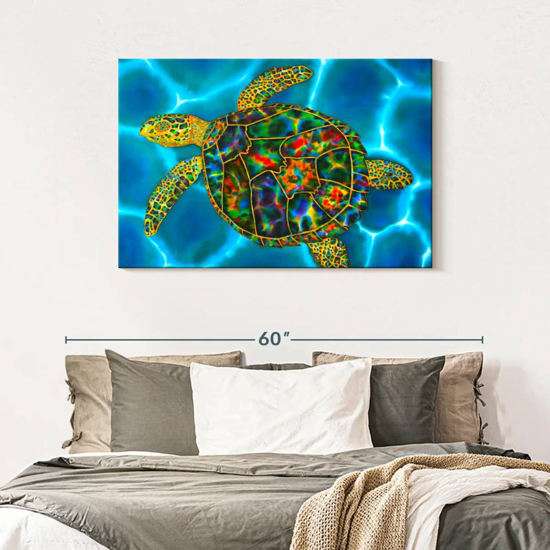 Brampt Rainbow Opal Sea Turtle, 30" H x 45" W