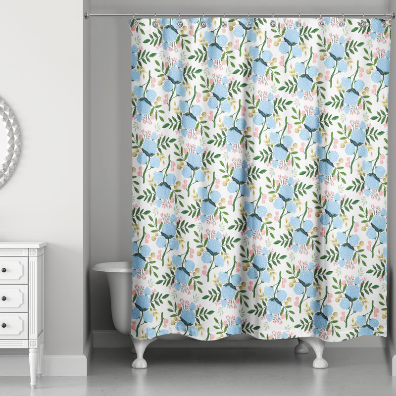 Rideau de douche simple floral Criswell, Blanc