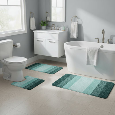 Ensemble de tapis de salle de bain en microfibre 3 pièces, tapis de toilette en forme de U moelleux et absorbant doux