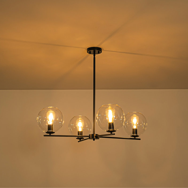 Contemporary Quartet Clear Glass Chandelier