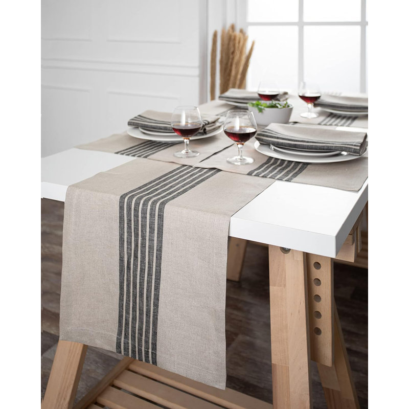 Chemin de table en lin D'Moksha Homes, 72" Runner, Campagnard A