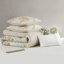 Ensemble de couette brodée surdimensionnée en coton 6 pièces, bleu/vert, format Queen