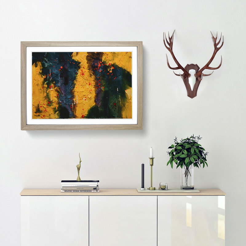 Abstract Art Painting Vol.22 by S.Johnson - Picture Frame Painting Print, 48cm H x 65cm W x 2cm D, Oak Framed