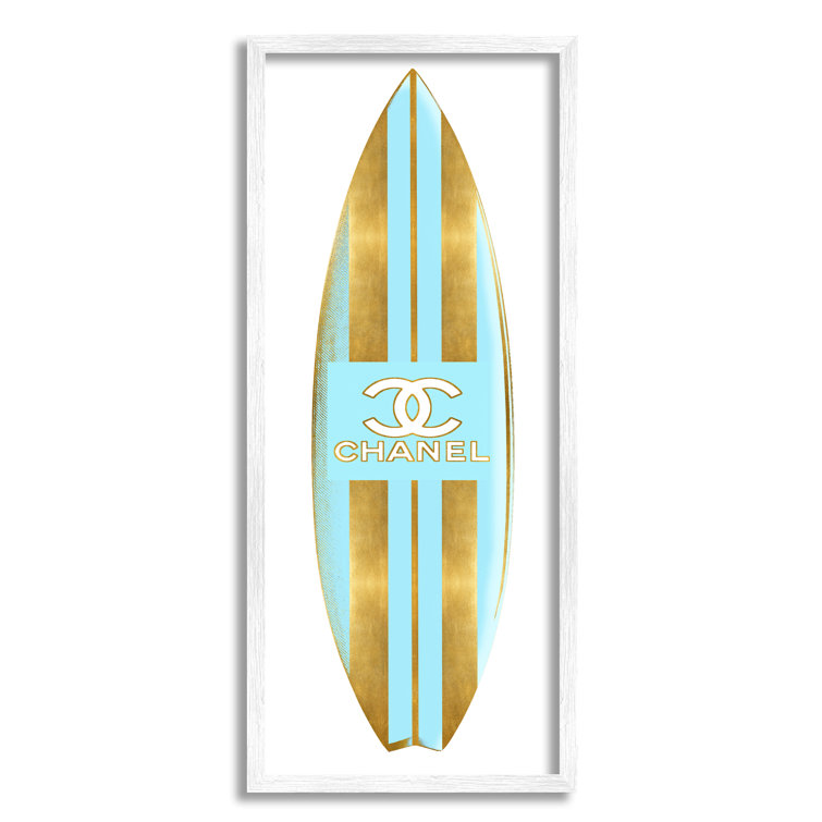 Stupell Industries Striped Turquoise Surfboard Glam Designer Fashion Motif Canvas Wall Art, 10 x 24, Design by Madeline Blake