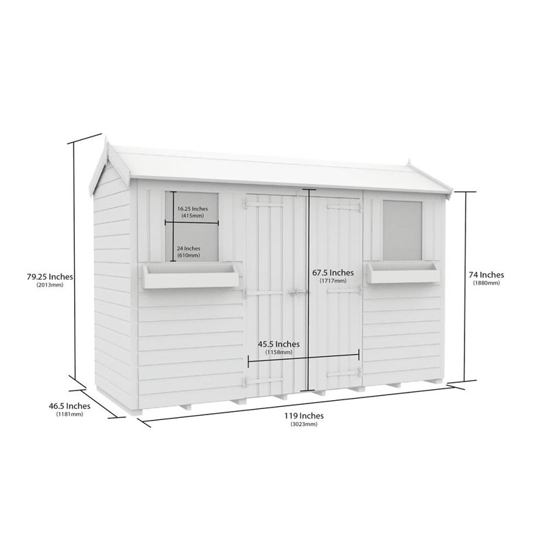 4ft x 10ft Apex Summer Shed