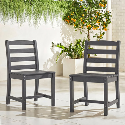 Patio Chairs With Wood Grain Design (Set Of 2)