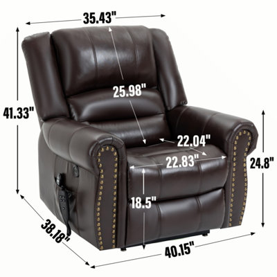 Power Lift Recliner Chair Heat Massage Dual Motor Infinite Position Up To 350 LBS, Faux Leather, Heavy Duty Motion Mechanism With USB Ports,