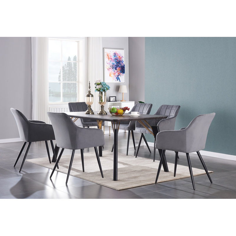 Yerres 6 - Person Dining Set, Black, Dark Grey