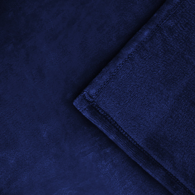 Soft & Cozy Faux Fur Reversible Fleece Throw Blanket , King, Navy