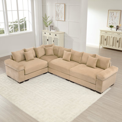 Canapé modulaire surdimensionné surdimensionné en nuage, canapé modulaire convertible avec accoudoirs très larges à assise profonde, 12 coussins décoratifs en velours côtelé de qualité supérieure, conception ergonomique, assemblage facile, pour les salons, chameau
