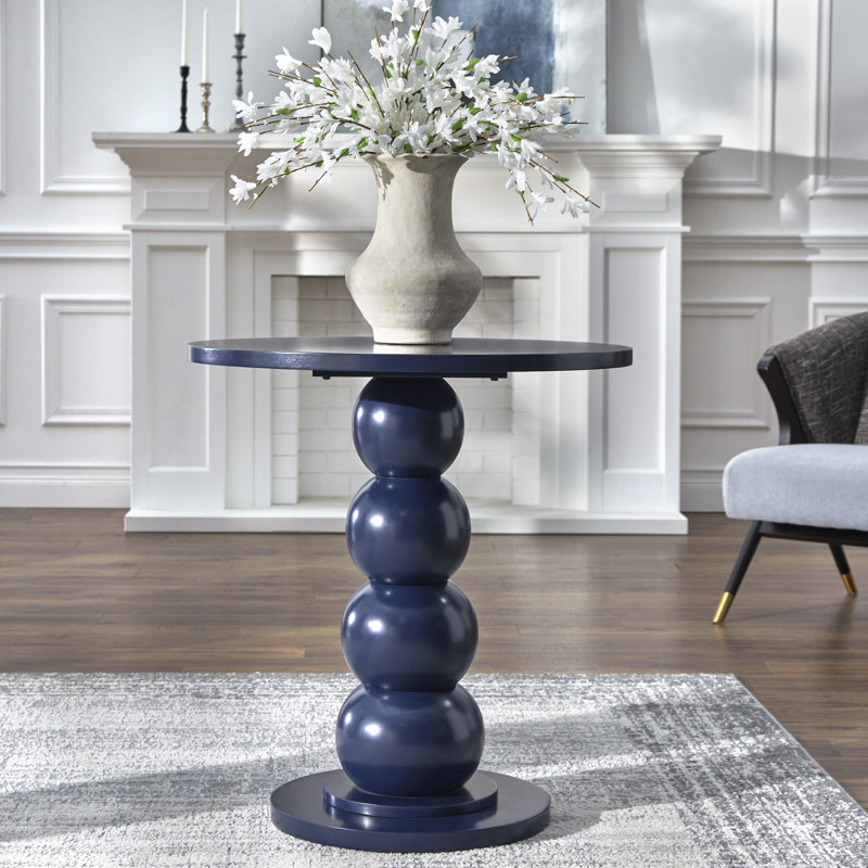 Spheres Round Solid Wood Base Dining Table, Indigo