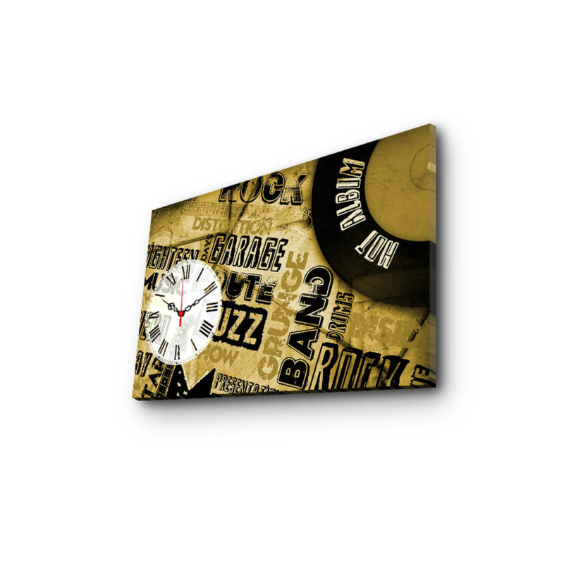 Horloge murale 17,7 po x 27,6 po Elegant 100% toile de suède, cadre 100% bois (épaisseur: 1,2 po) | Décoration élégante pour le salon, la chambre à coucher et le bureau, pièce unique et fonctionnelle