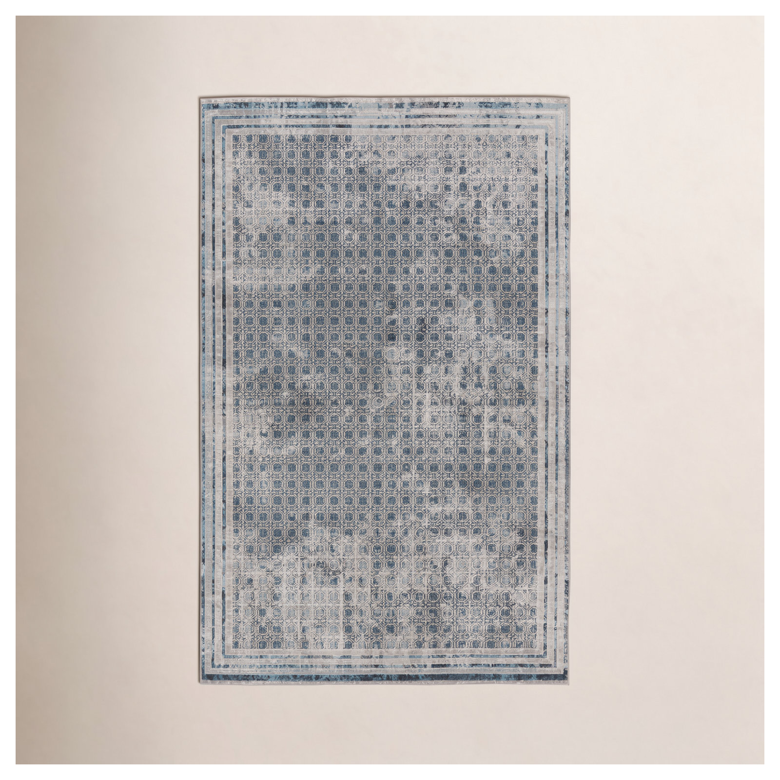 Phoebe Light Gray/Blue Rug, Rectangle 4' x 6'