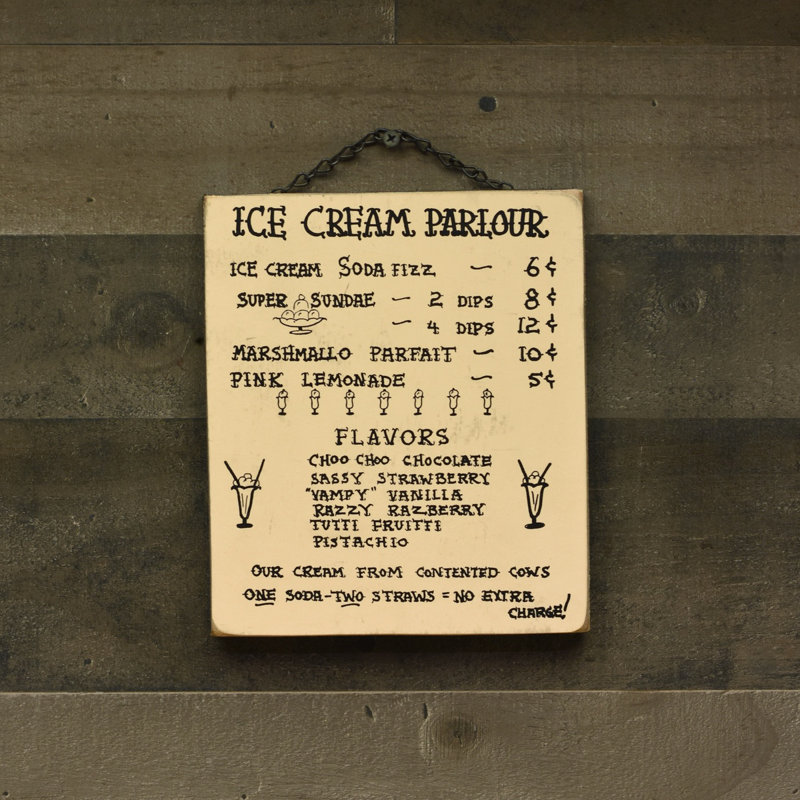 Vintage Ice Cream Parlor Hanging Menu Wooden Sign Kitchen Wall Art Home Decor Vintage Ice Cream Parlor Hanging Menu Wooden Sign Kitchen Wall Art Home Decor