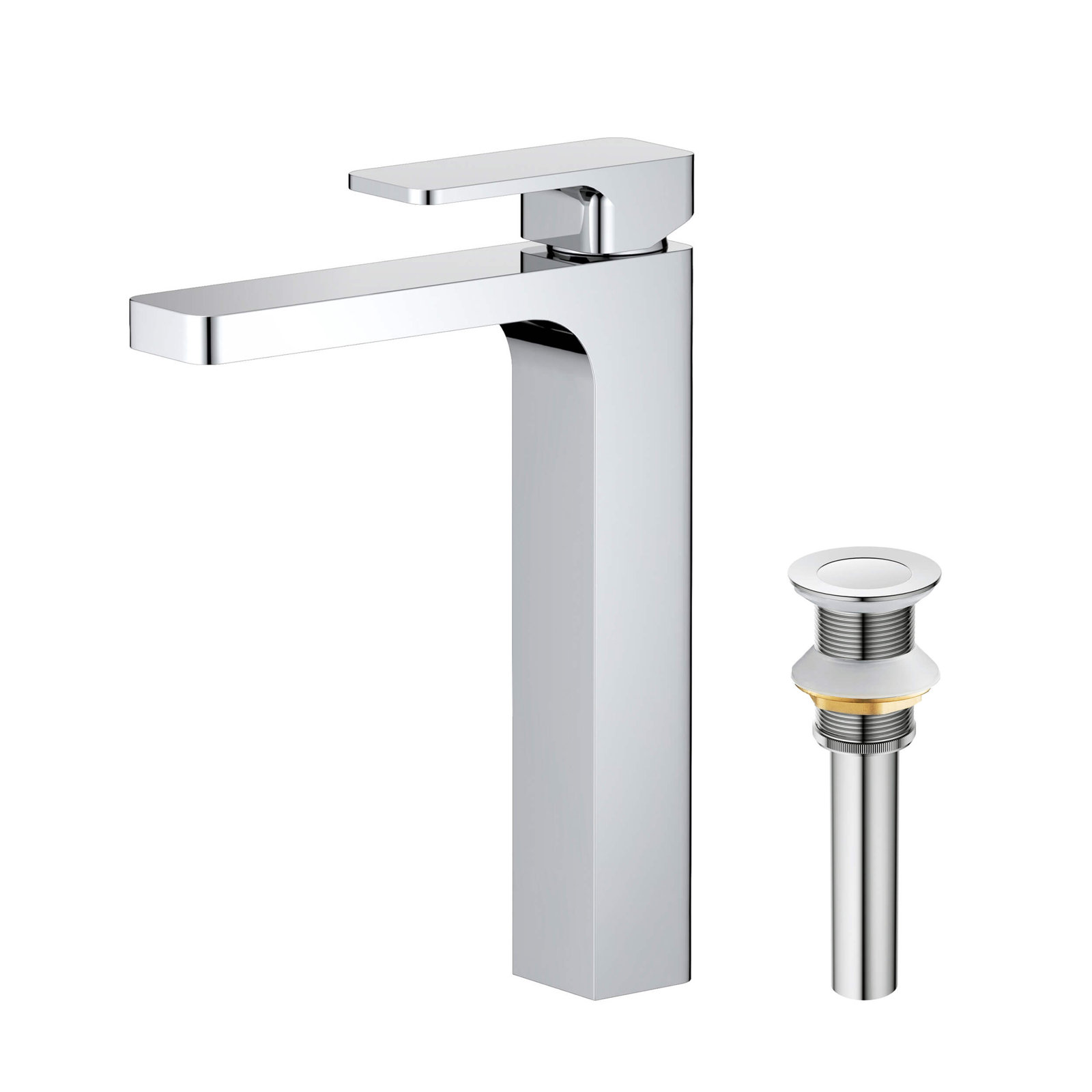 Blaze Vessel Sink Bathroom Faucet with Drain Assembly, Chrome