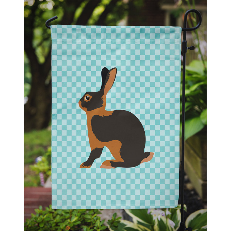 Mélange de polyester à 2 côtés 15 x 11 po de lapin check drapeau de jardin, Bleu