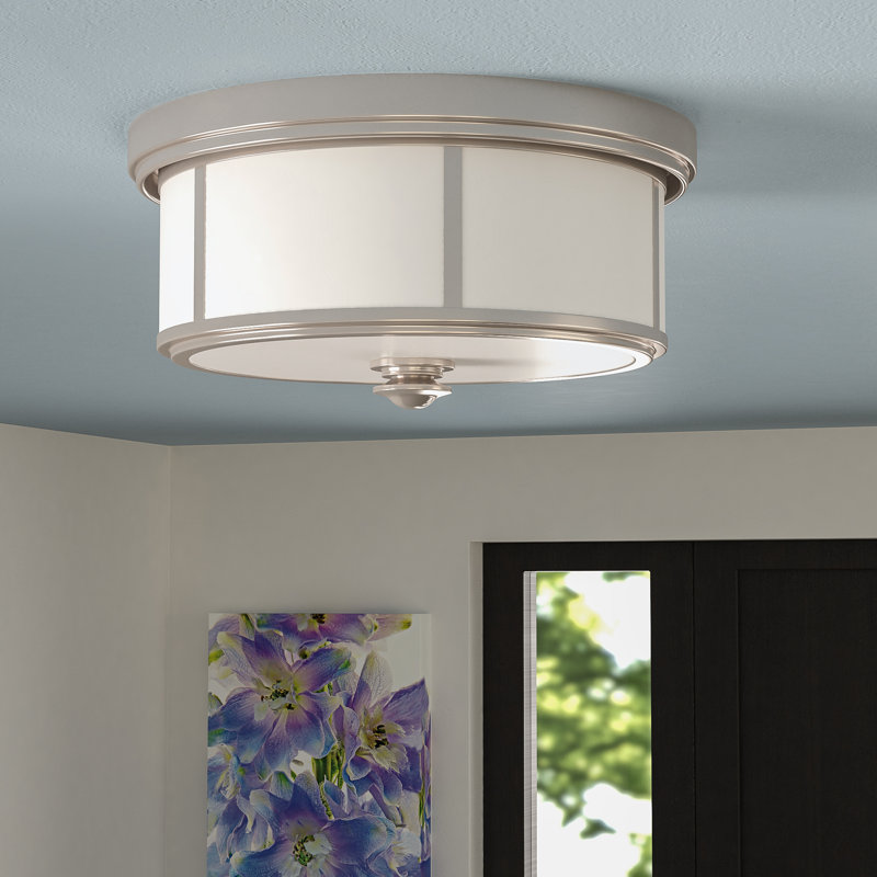 Plafonnier encastré 2 lumières 13,5 po Alyvia, Nickel poli