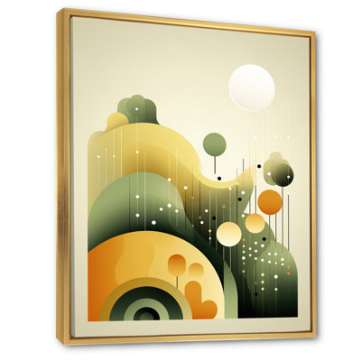 Retro Dreamscape Abstract Minimalism Orange Green - Modern Midcentury Wall Art Prints