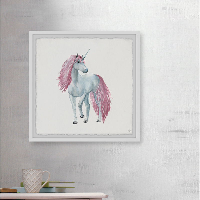 Imprimé encadré licorne page Dale, H 32 po x l 32 po
