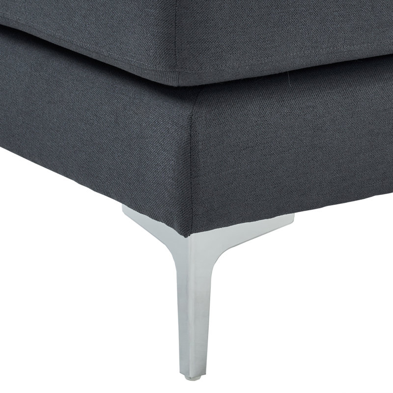 Upholstered Sectional Reversible, Gray Polyester Blend