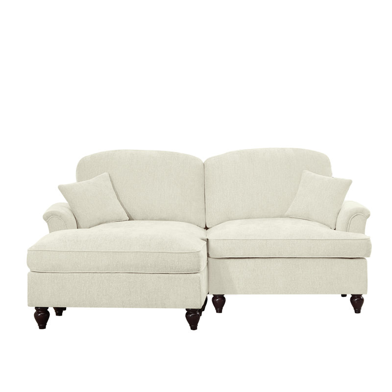 Elegant Mid Century Large Modular L Shaped Sofa, Beige Chenille