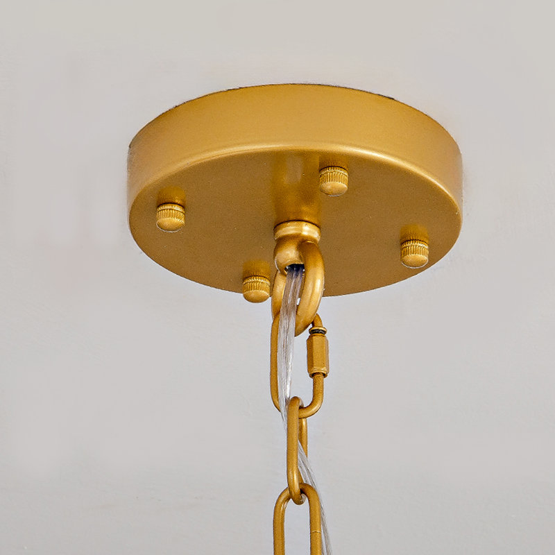 Krystaline 35"D Luxury Round Height Adjustable Black/Gold Wagon Wheel Chandelier(Bulbs Included), Brass