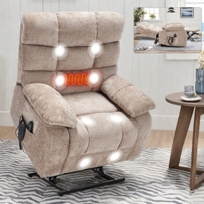Fauteuil inclinable de massage thermique Lift Lift à deux moteurs avec position infinie jusqu'à 350 LBS