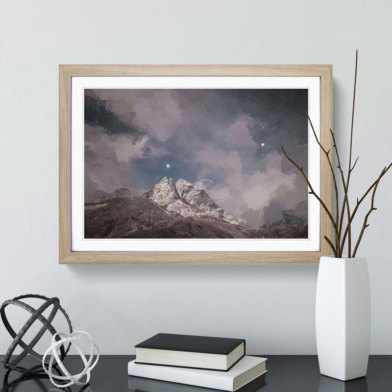 Stars Above the Himalayas - Picture Frame Graphic Art Print, 48cm H x 65cm W x 2cm D, Oak Framed