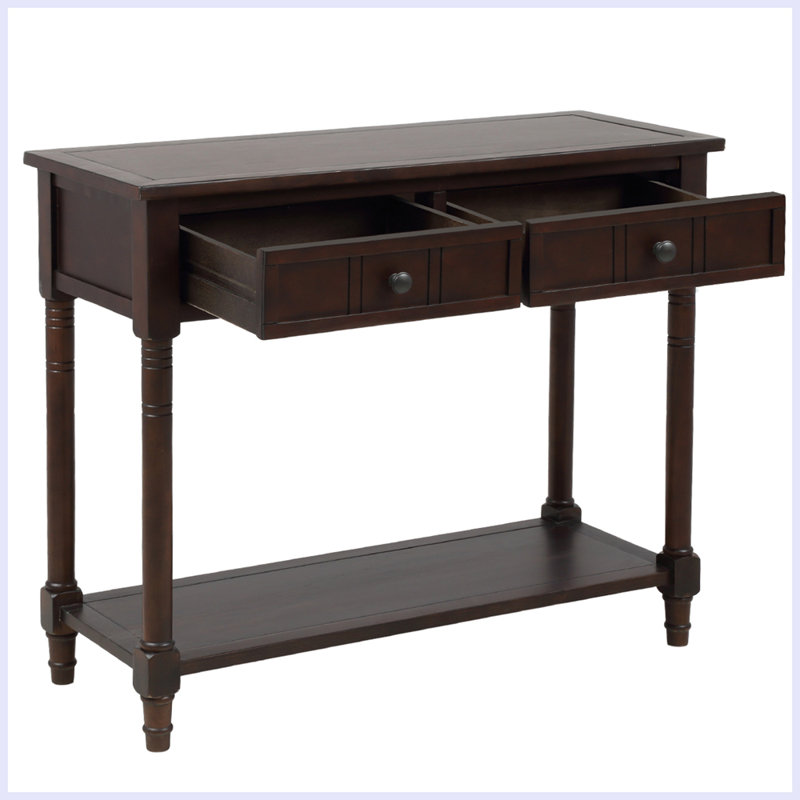 Console Daisy Series, table de couloir, table Hoyer avec deux tiroirs et tablette inférieure Acacia Mangium, Espresso