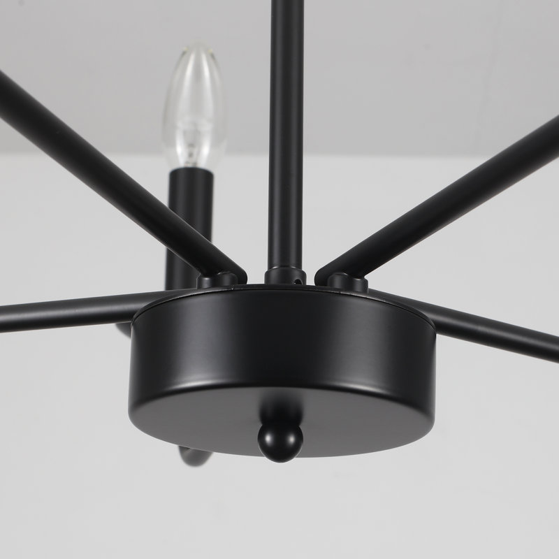 Lustre classique à 5 lumières de style bougie Taibah, Noir mat