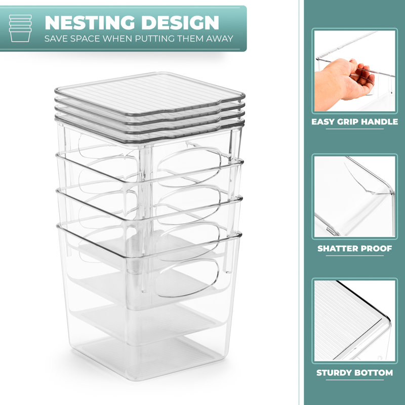Medium Storage Containers with Lids, Clear Containers for Organizing (4 Pack)