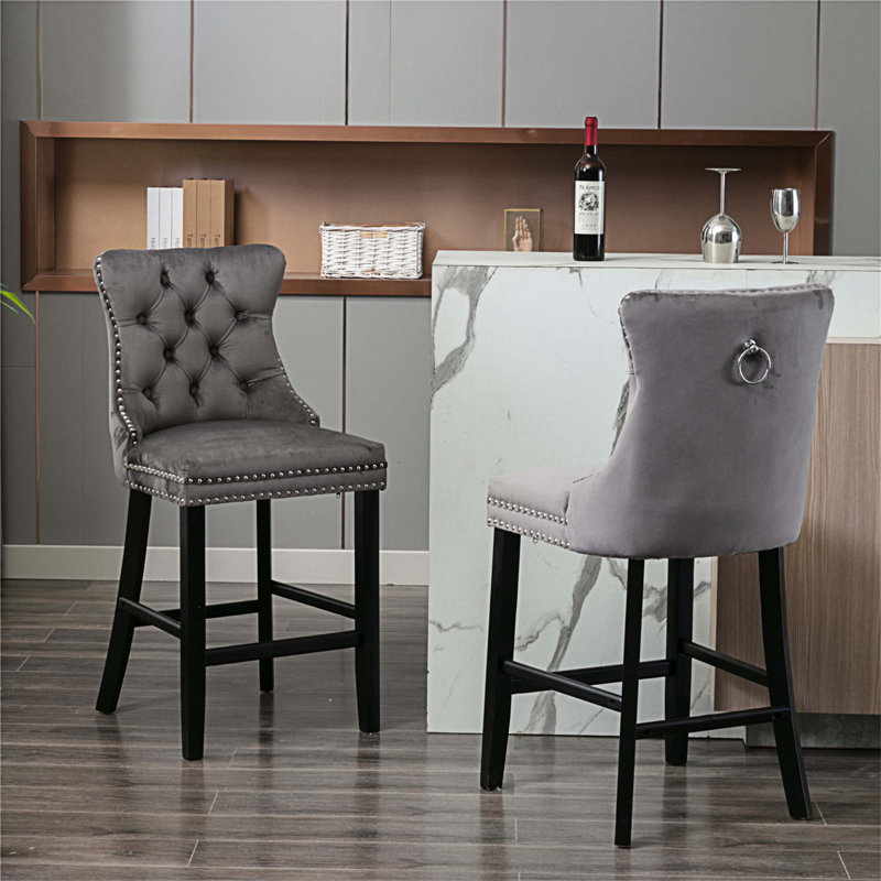 Tabouret de comptoir Jaquory, gris, Noir