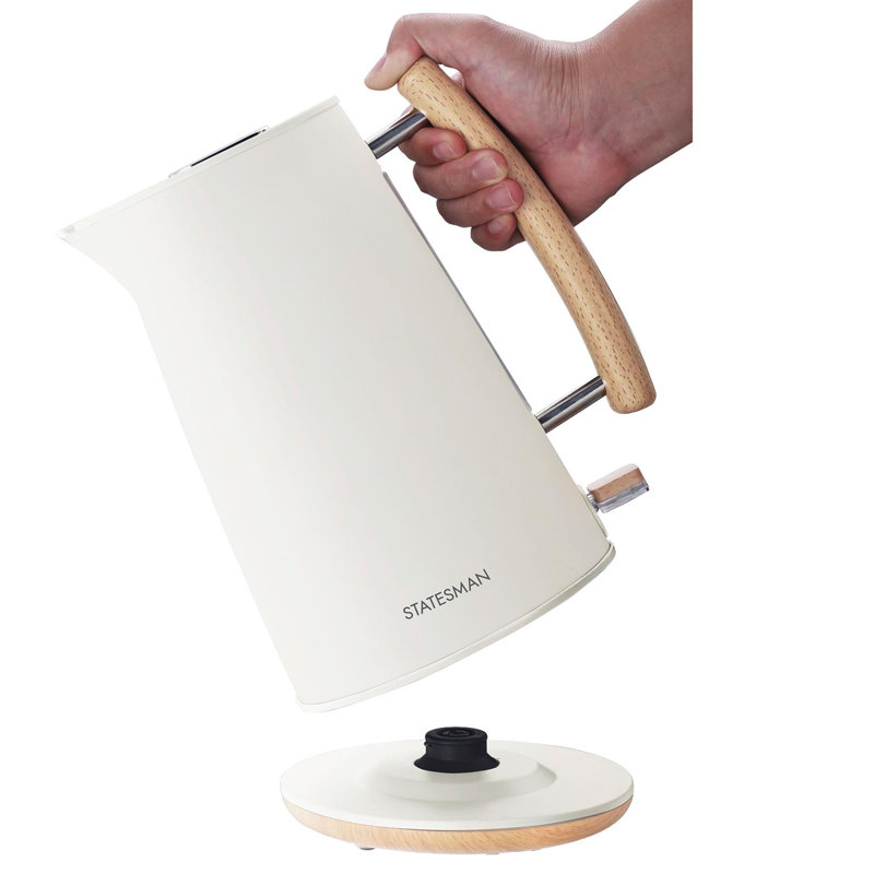 Statesman Scandi 1.7L Stainless Steel Electric Tea Kettle, Cream