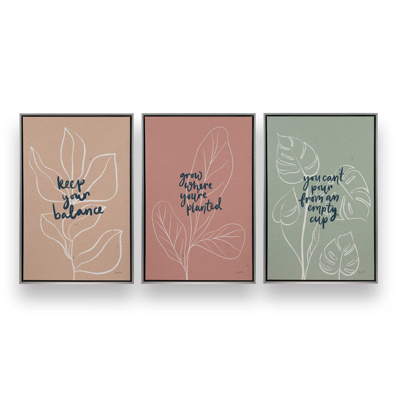 Ensemble de 3 fleurs confiantes, Cadre flottant en chrome poli, H 13 po x l 27 po