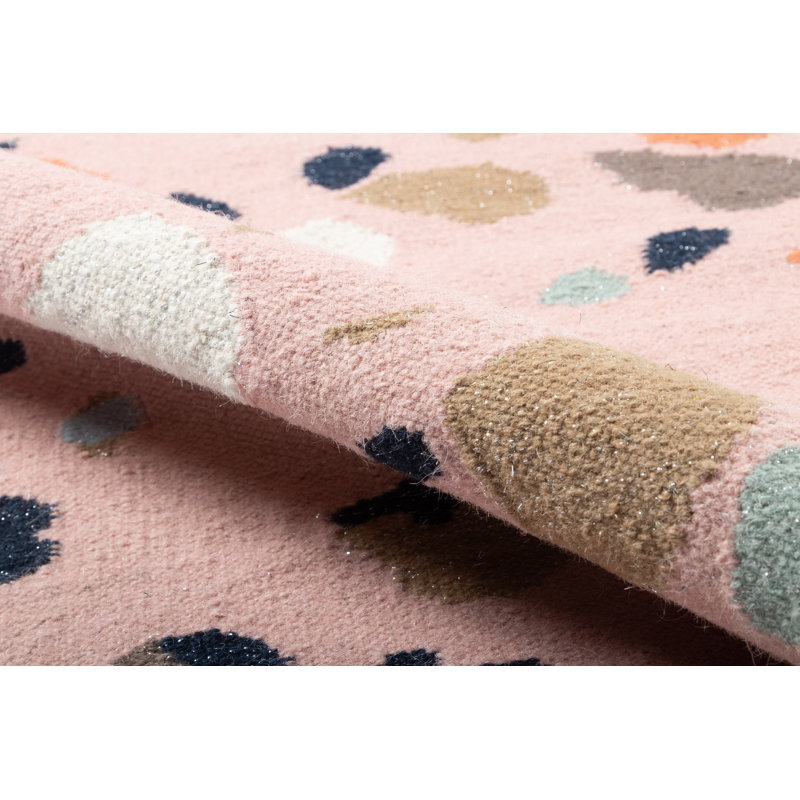 Ivory and Multicolor Abstract Wool Flatweave Rug, 2' x 3'