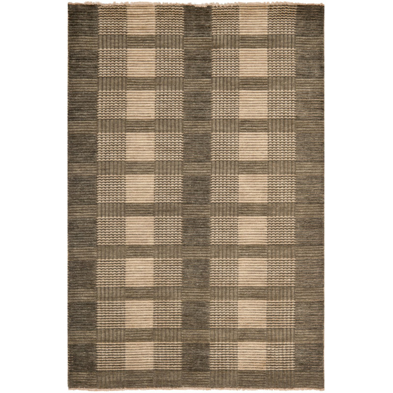 Tibetan Hand Loomed Wool Striped Rug, Rectangle 4' x 6'