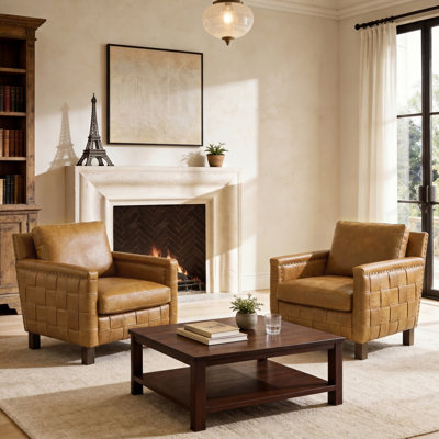 Genuine Leather Armchair Set Of 2
