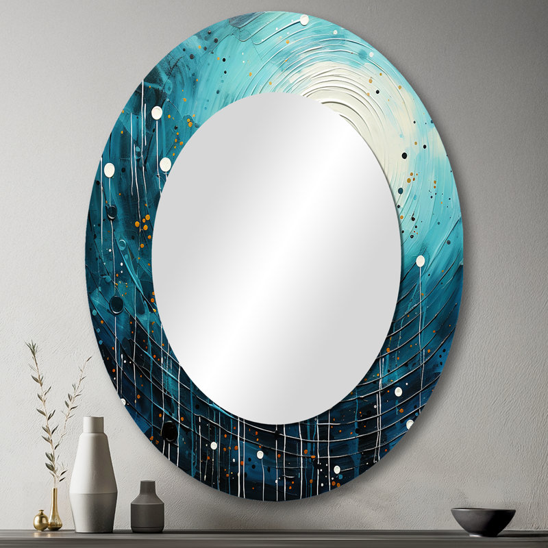 Miroir mural moderne bleu Minimalisme Moon II, 43 po x 33 po