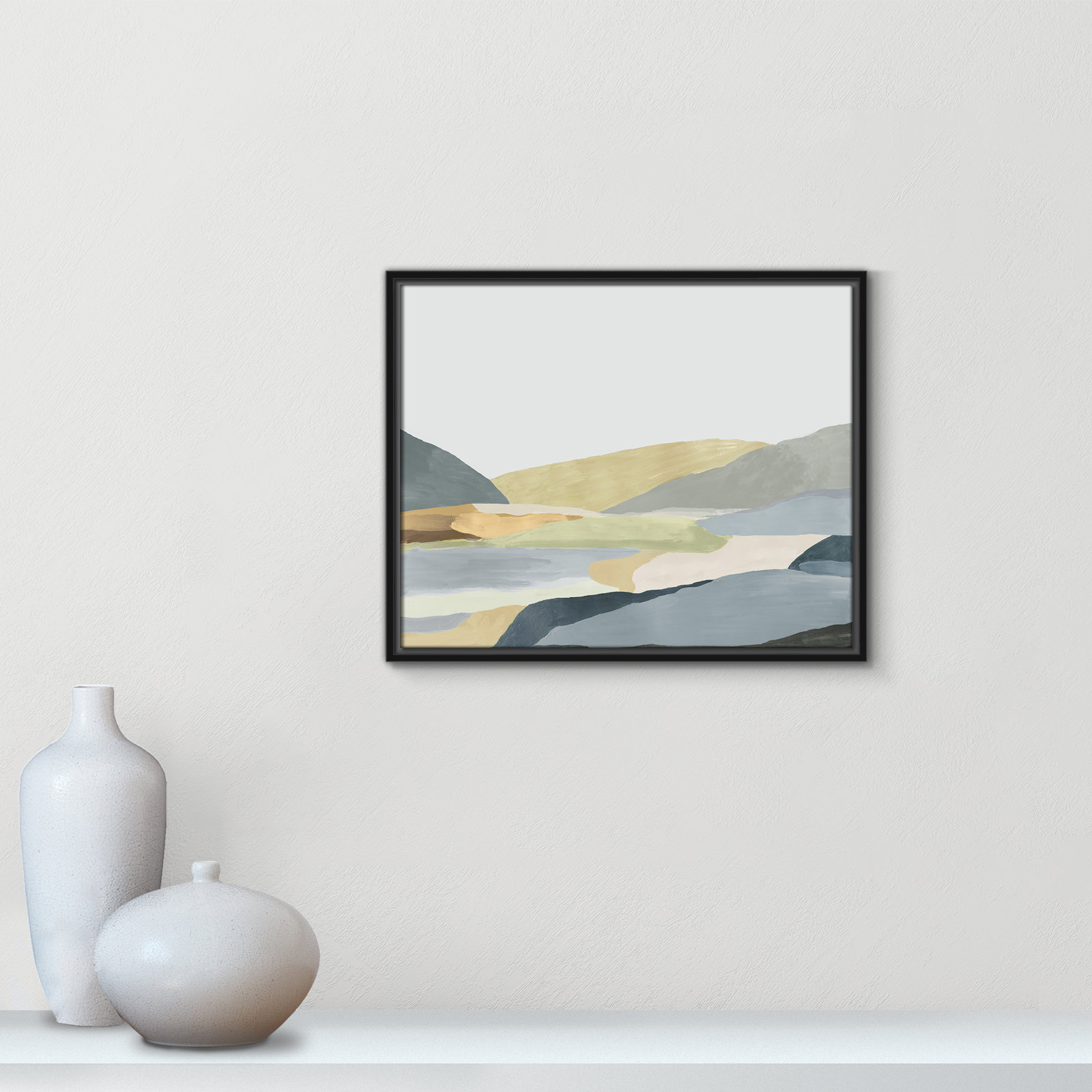 Blair "Warm Hills II" Painting, 17.5" H x 21.5" W x 2" D, Black Canvas