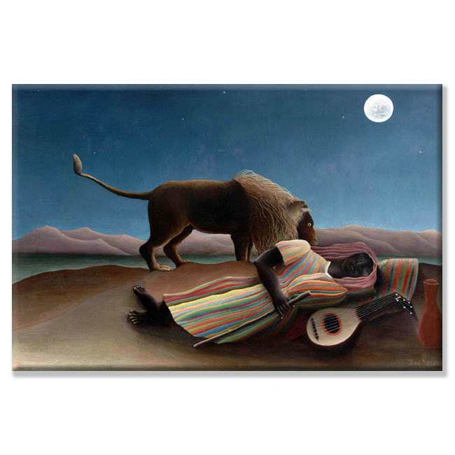 "sleep gypsy" par henri rousseau, reproduction d’art sur toile tendue, 20" x 30"