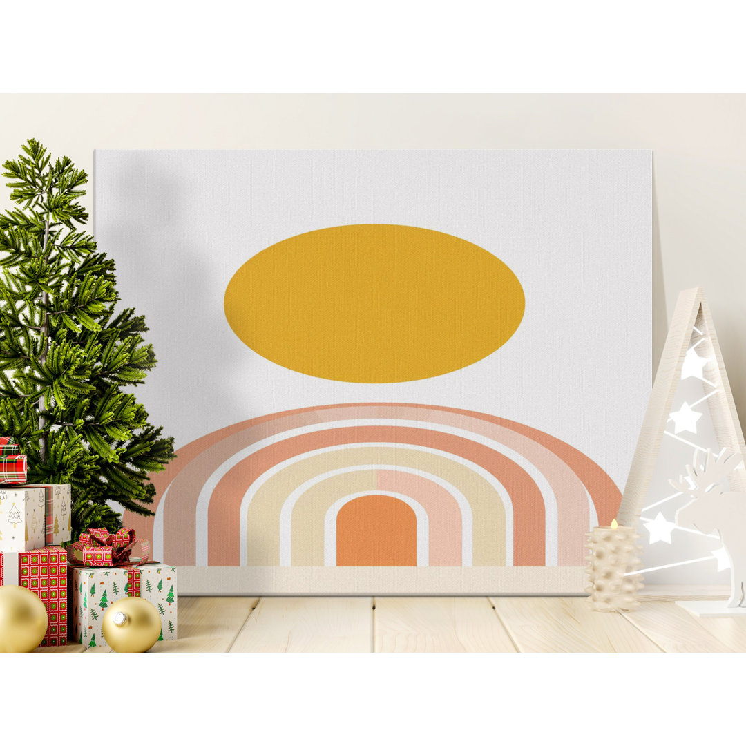 Boho Rainbow Canvas Wall Art, Sun Print, Modern Neutral Decor, Gallery Wrapped Canvas, Ready to Hang Art